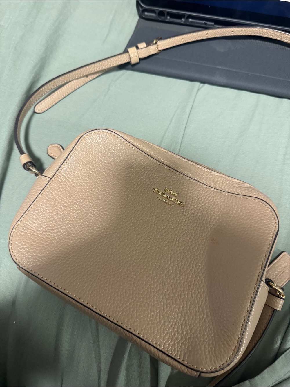Coach Pebbled Leather Crossbody Bag in Light Beige